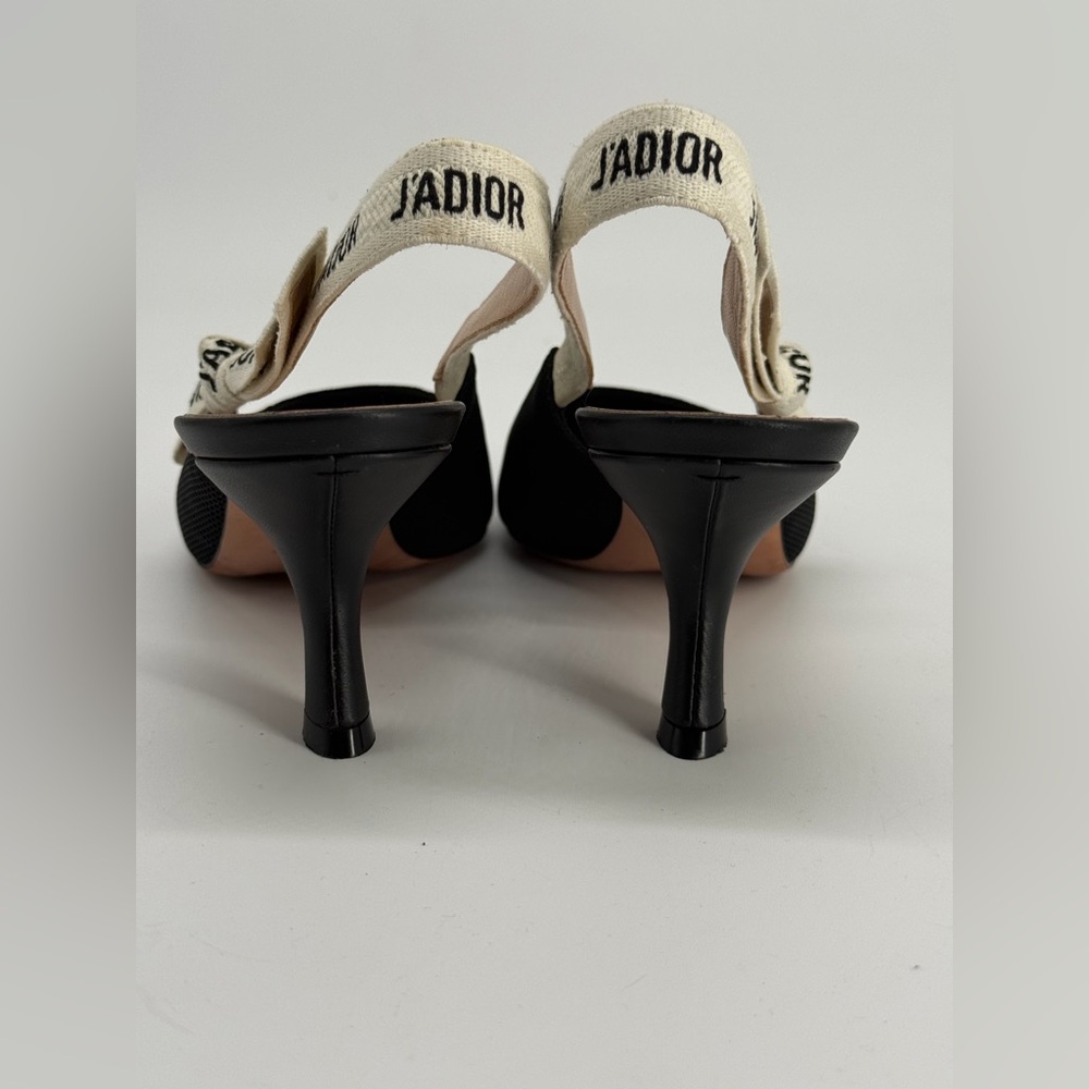 Christian Dior J'adior Slingback Pumps Black Technical Fabric Size 40 - Picture 7 of 10